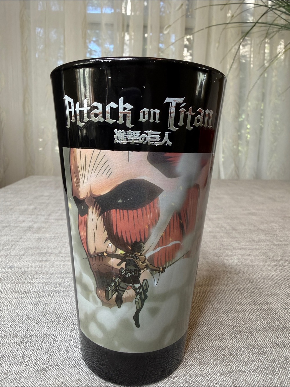 Attack on Titan Anime Colossal Titan Black Pint Glass Cup 2015